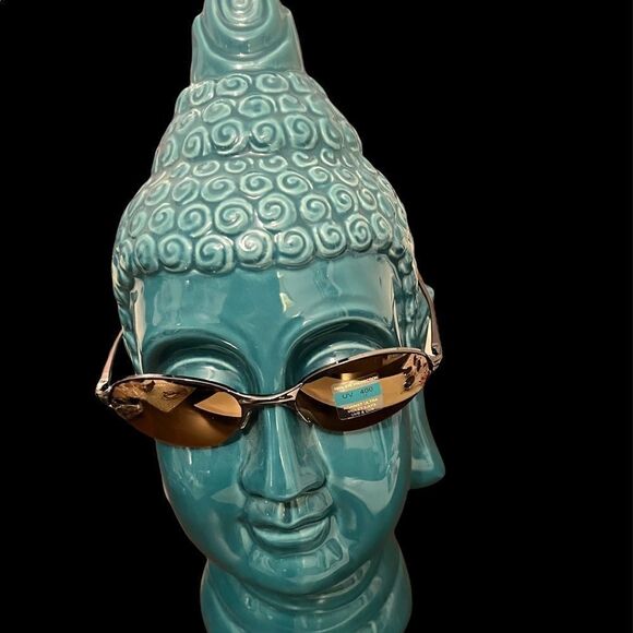 NWOT mirrored oval sunnies with UV 400 spring temples and cushioned stems - Picture 2 of 5